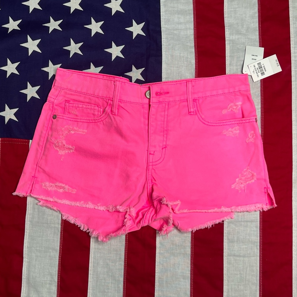 Hollister hot pink high rise cut off shorts size 4, 27w NWT